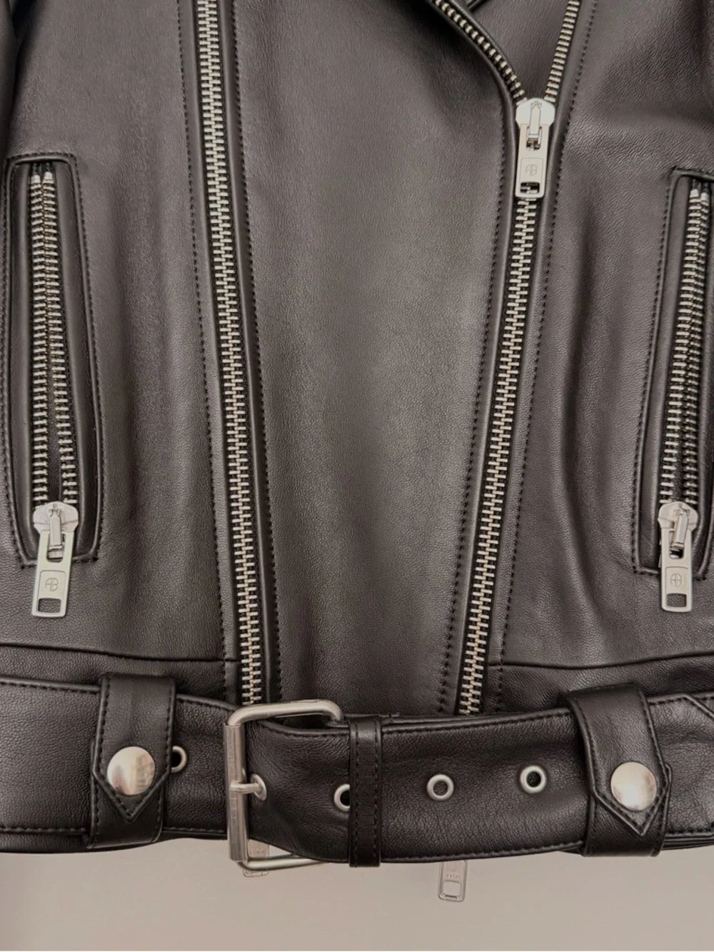 Anine Bing Cassidy Leather Jacket - Women's Biker Moto Jacket, Large - Picture 4 of 15